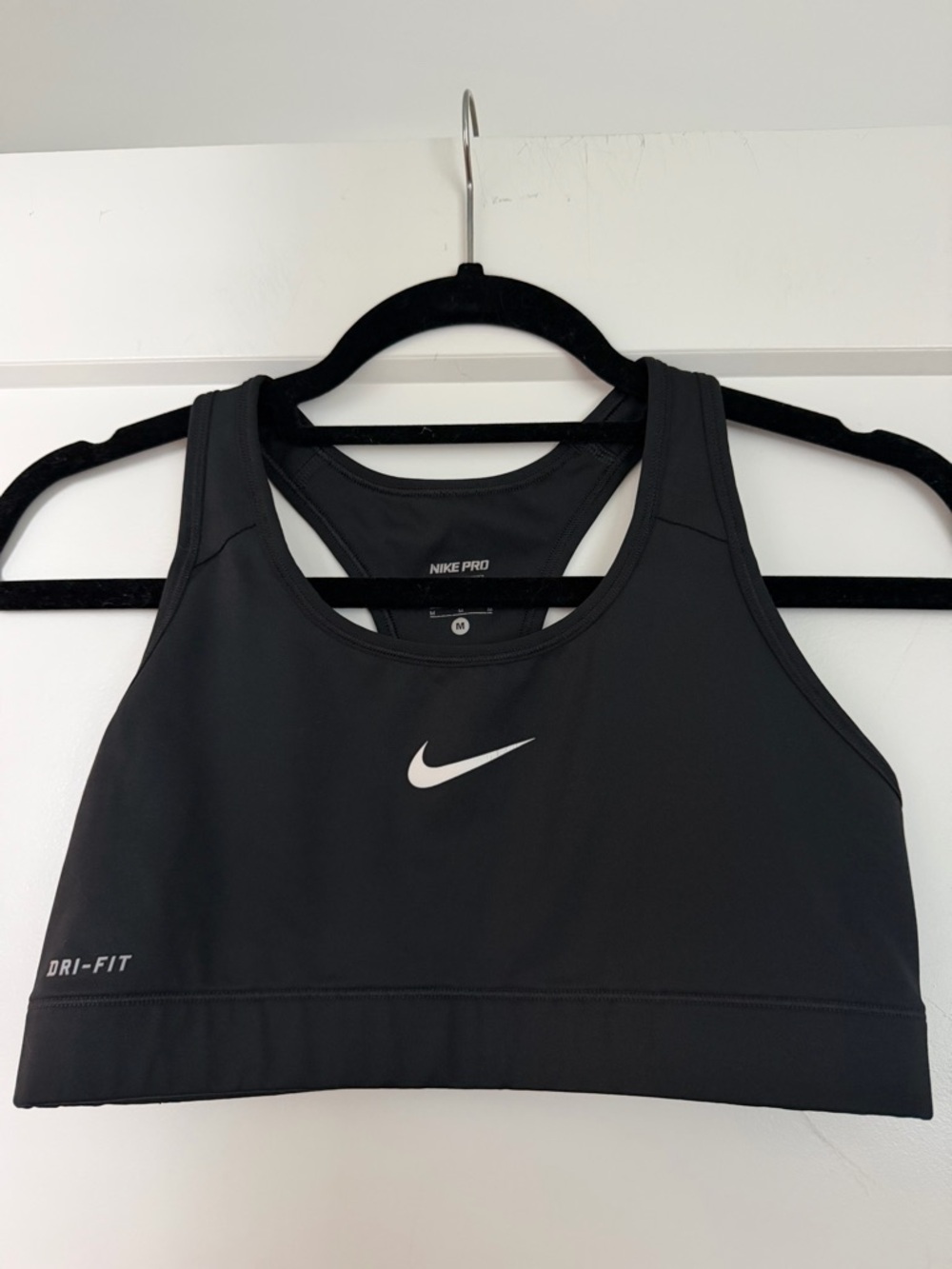 Nike Pro Medium Support Sports Bra, Black, Size M